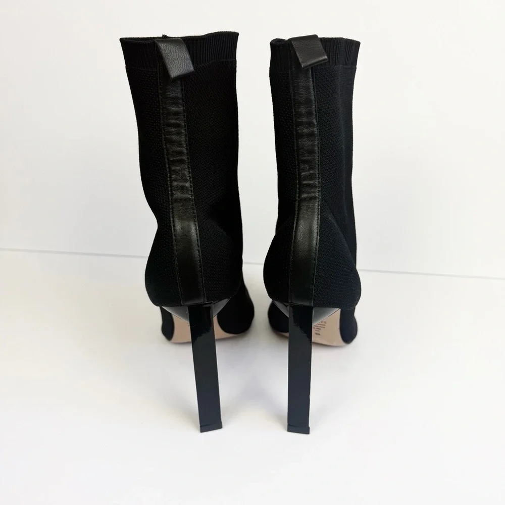 Schutz Ammie Pointed Toe Booties Ankle Boots Size 9.5 Black Knit